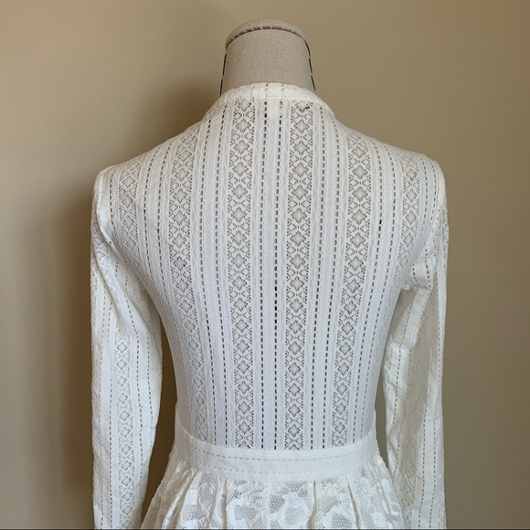 Maje White Roxo Stretch Lace Button Up Shirt Dress - Picture 7 of 10